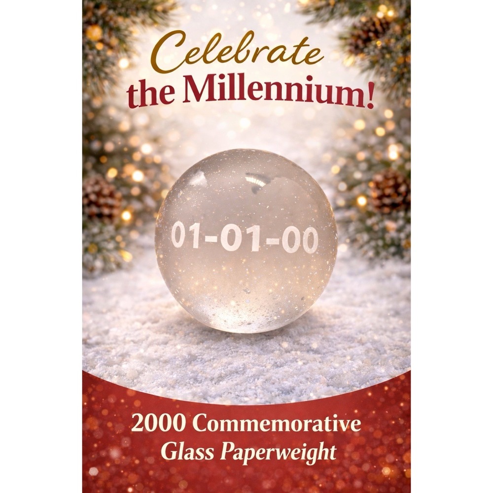 Vintage At Home International Y2K New Millenium Clear Globe Paperweight 01/01/00